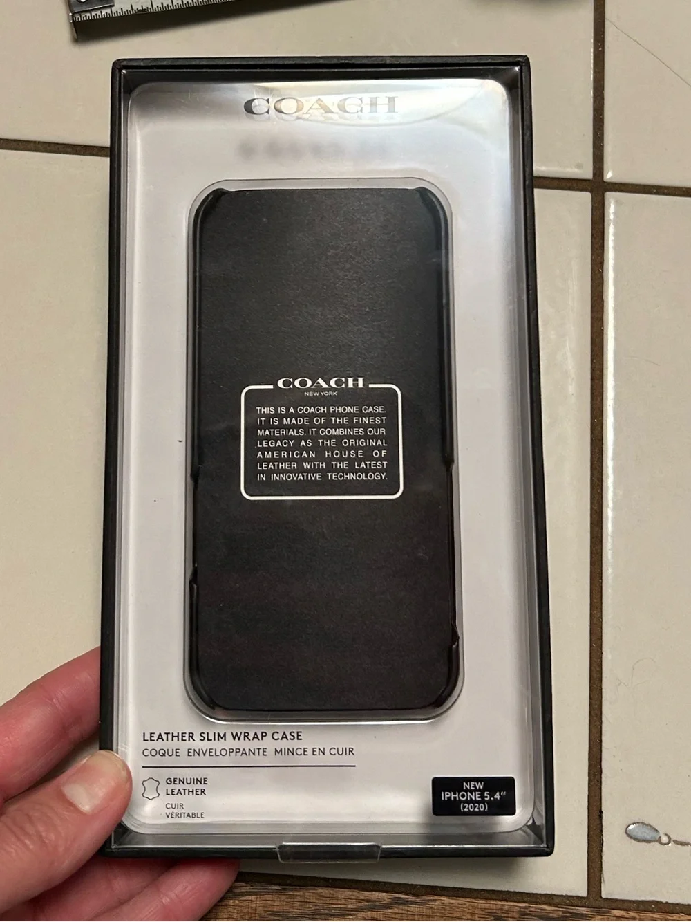 COACH Black Leather Slim Wrap Phone Case